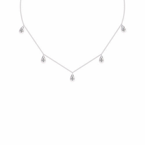 1/2 CT. Lab Created Round Diamond Studded Teardrops Motifs Designer Necklace