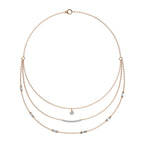 1 3/4 CT. Round and Baguette Natural Diamond Three Layered Necklace