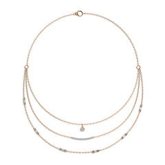 1 3/4 CT. Round and Baguette Natural Diamond Three Layered Necklace