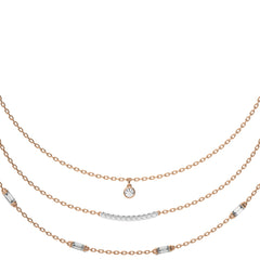 1 3/4 CT. Round and Baguette Natural Diamond Three Layered Necklace