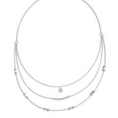 1 3/4 CT. Round and Baguette Natural Diamond Three Layered Necklace