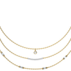 1 3/4 CT. Round and Baguette Natural Diamond Three Layered Necklace