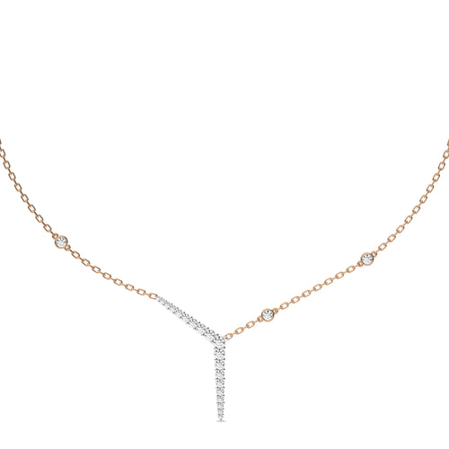 1 CT. Round Natural Diamond Y Necklace