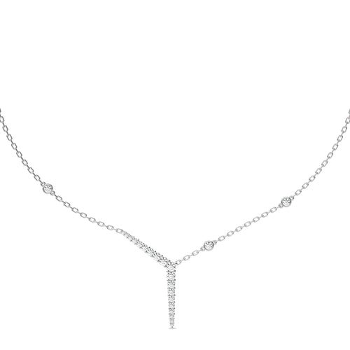 1 CT. Round Natural Diamond Y Necklace