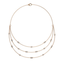 2 CT. Three Layered Baguette and Round Natural Diamond Necklace