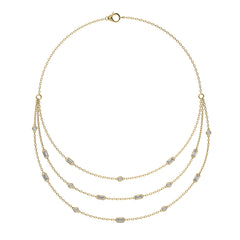 2 CT. Three Layered Baguette and Round Natural Diamond Necklace