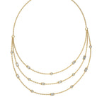 2 CT. Three Layered Baguette and Round Natural Diamond Necklace