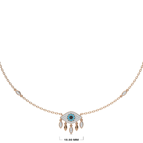 3/4 CT. Round Natural Blue and Black treated Diamond Evil Eyes Pendant Necklace