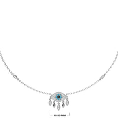 3/4 CT. Round Natural Blue and Black treated Diamond Evil Eyes Pendant Necklace