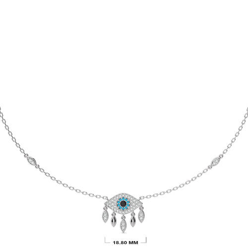 3/4 CT. Round Natural Blue and Black treated Diamond Evil Eyes Pendant Necklace