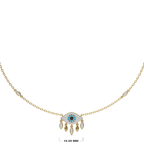 3/4 CT. Round Natural Blue and Black treated Diamond Evil Eyes Pendant Necklace