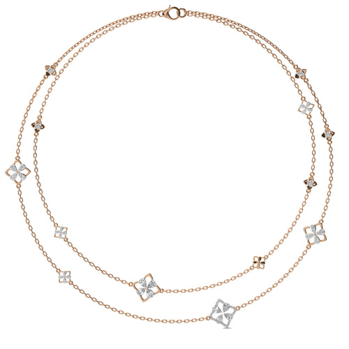 2 CT. Majestic Petal Two Row Layered Round and Pear Lab Created Diamond Necklace