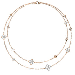 2 CT. Majestic Petal Two Row Layered Round and Pear Natural Diamond Necklace