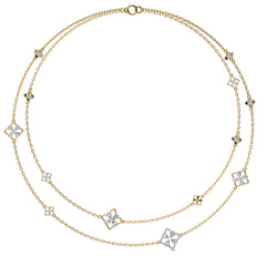 2 CT. Majestic Petal Two Row Layered Round and Pear Natural Diamond Necklace