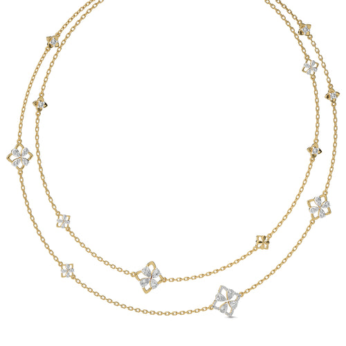 2 CT. Majestic Petal Two Row Layered Round and Pear Lab Created Diamond Necklace