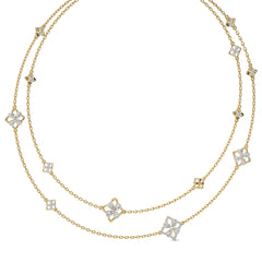 2 CT. Majestic Petal Two Row Layered Round and Pear Natural Diamond Necklace