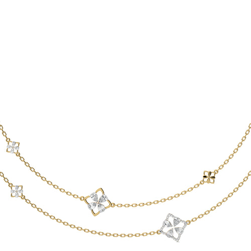 2 CT. Majestic Petal Two Row Layered Round and Pear Lab Created Diamond Necklace