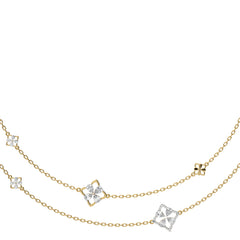 2 CT. Majestic Petal Two Row Layered Round and Pear Natural Diamond Necklace