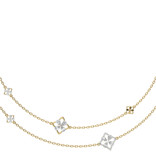 2 CT. Majestic Petal Two Row Layered Round and Pear Lab Created Diamond Necklace