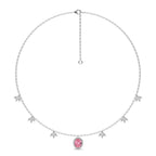 3 CT. Marquise and Round Natural Diamond Oval Morganite Pendant Necklace