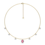 3 CT. Marquise and Round Natural Diamond Oval Morganite Pendant Necklace