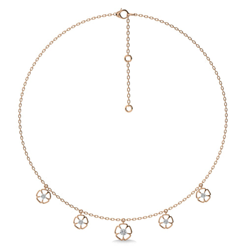 1/2 CT. Flower Symphony  Natural Round Diamond Five Station Necklace