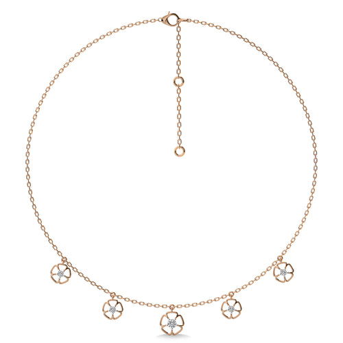 1/2 CT. Flower Symphony  Natural Round Diamond Five Station Necklace