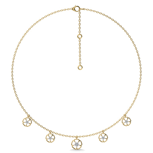 1/2 CT. Flower Symphony  Lab Created Round Diamond Five Station Necklace
