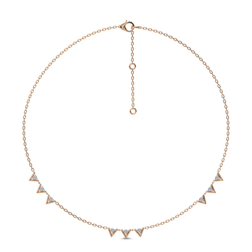 1/2 CT. Dainty Round Lab Created Diamond V motifs Station Necklace