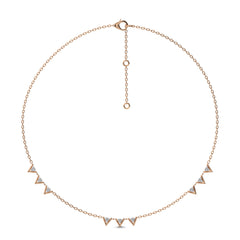 1/2 CT. Dainty Round Natural Diamond V motifs Station Necklace