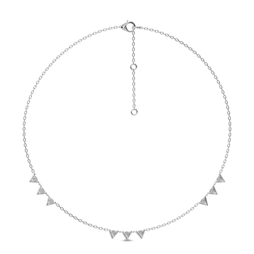 1/2 CT. Dainty Round Natural Diamond V motifs Station Necklace