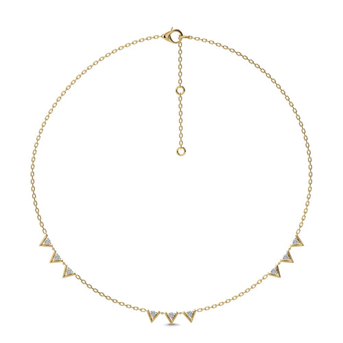 1/2 CT. Dainty Round Lab Created Diamond V motifs Station Necklace
