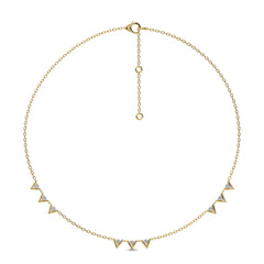 1/2 CT. Dainty Round Natural Diamond V motifs Station Necklace