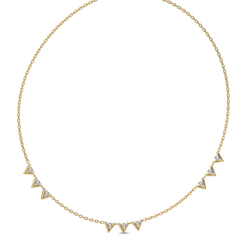 1/2 CT. Dainty Round Lab Created Diamond V motifs Station Necklace