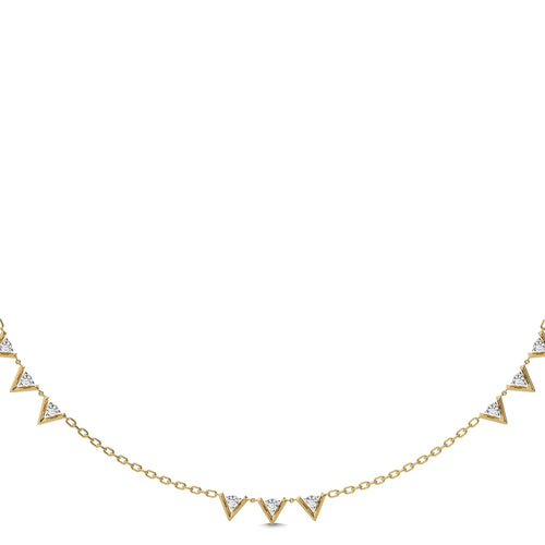 1/2 CT. Dainty Round Lab Created Diamond V motifs Station Necklace