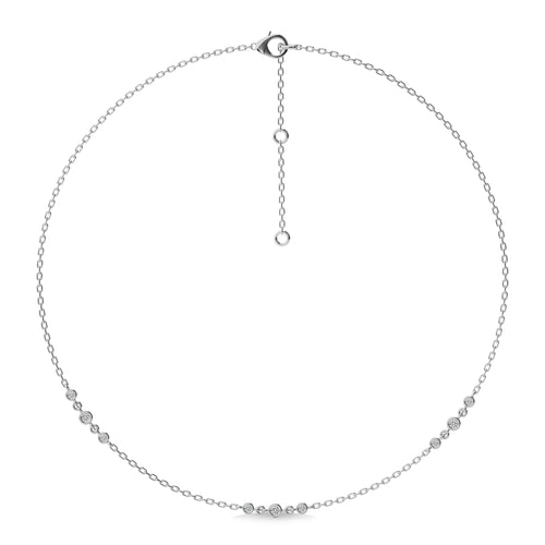1/4 CT. Exclusive Circular Bezel  Round Lab Created Diamond Tripple Station Necklace