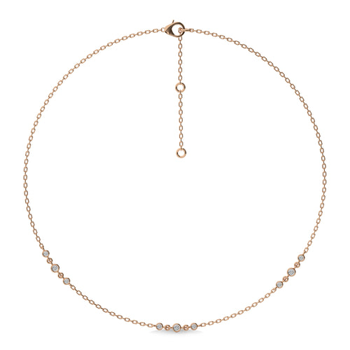 1/4 CT. Exclusive Circular Bezel  Round Lab Created Diamond Tripple Station Necklace