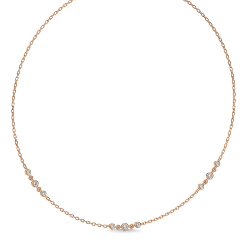 1/4 CT. Exclusive Circular Bezel  Round Natural Diamond Tripple Station Necklace