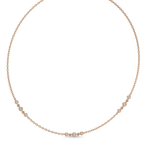 1/4 CT. Exclusive Circular Bezel  Round Lab Created Diamond Tripple Station Necklace
