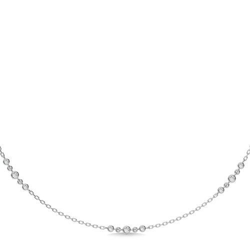 1/4 CT. Exclusive Circular Bezel  Round Lab Created Diamond Tripple Station Necklace