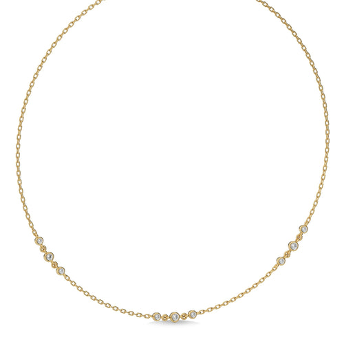 1/4 CT. Exclusive Circular Bezel  Round Lab Created Diamond Tripple Station Necklace