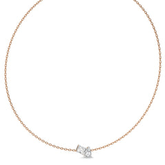 2 CT. Whimsical Emerald and Pear Dual  Natural Diamond Toi et Moi Necklace