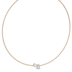 2 CT. Whimsical Emerald and Pear Dual  Lab Created Diamond Toi et Moi Necklace