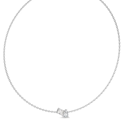 2 CT. Whimsical Emerald and Pear Dual  Lab Created Diamond Toi et Moi Necklace