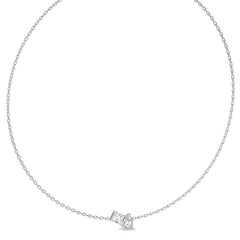 2 CT. Whimsical Emerald and Pear Dual  Natural Diamond Toi et Moi Necklace