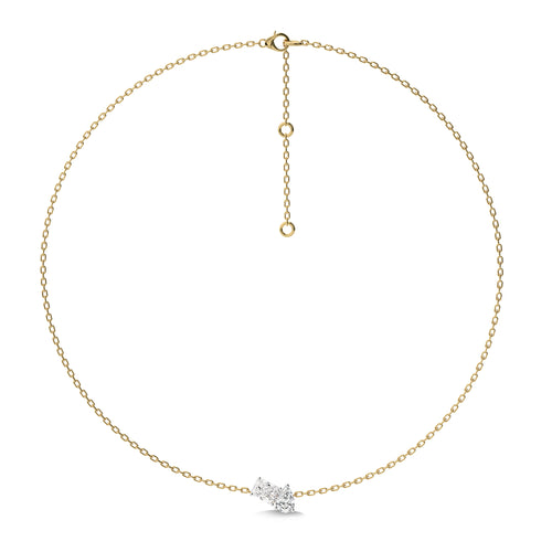 2 CT. Whimsical Emerald and Pear Dual  Natural Diamond Toi et Moi Necklace