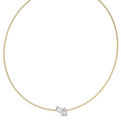 2 CT. Whimsical Emerald and Pear Dual  Lab Created Diamond Toi et Moi Necklace