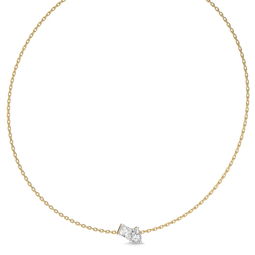 2 CT. Whimsical Emerald and Pear Dual  Natural Diamond Toi et Moi Necklace