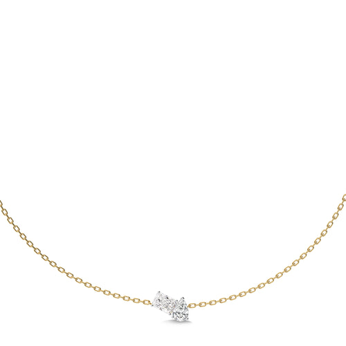 2 CT. Whimsical Emerald and Pear Dual  Lab Created Diamond Toi et Moi Necklace