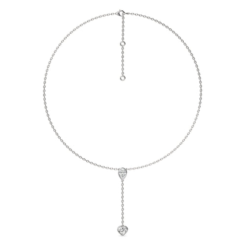 2 CT. Classic Pear and Heart Twin Lab Created Diamond Lariat Necklace